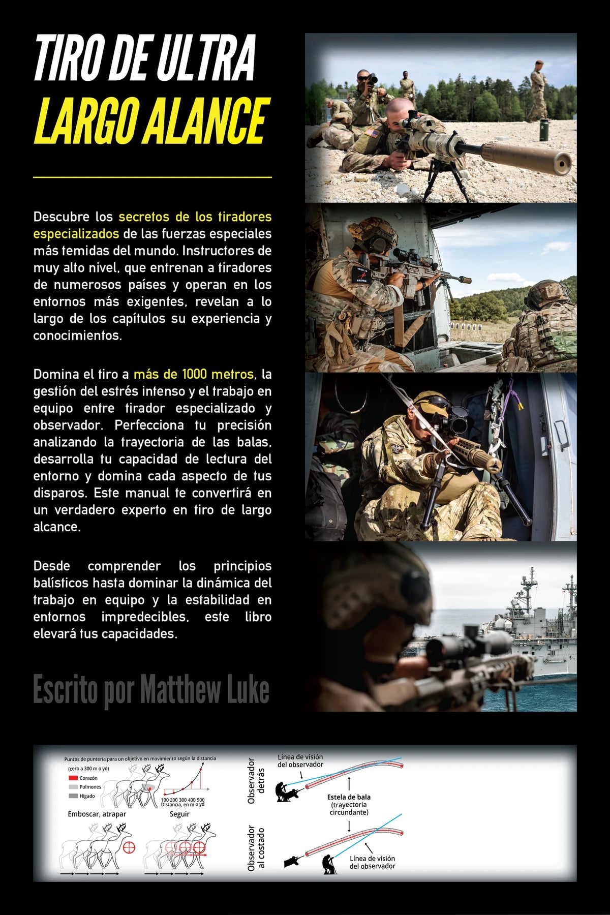 Tiro de ultra largo alcance — back cover (Spanish)