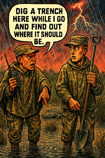 Dig a Trench Here While I Go and Find Out Where It Should Be