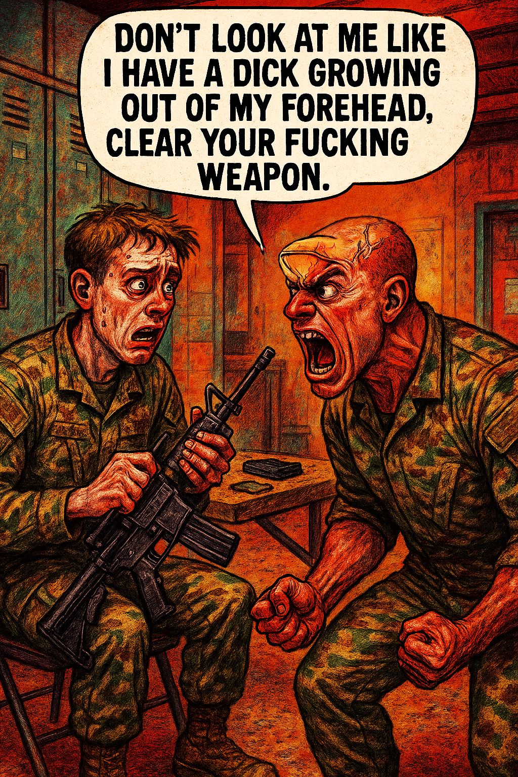 Don't Look at Me Like I Have a Dick Growing Out of My Forehead, Clear Your Fucking Weapon