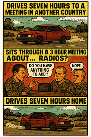 Drives Seven Hours to a Meeting in Another Country