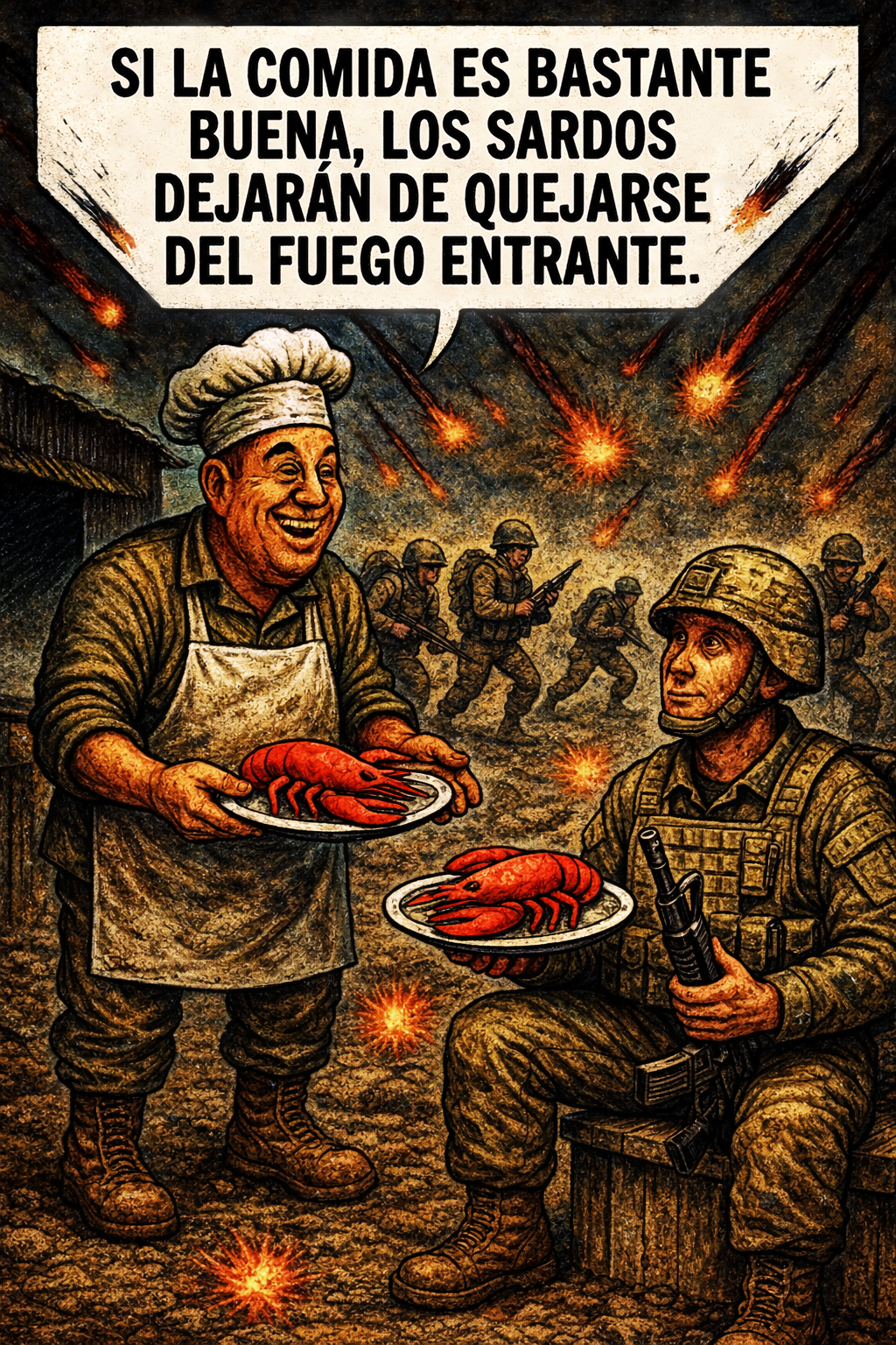 Si la comida es lo suficientemente buena, los sardos dejarán de quejarse del fuego entrante.