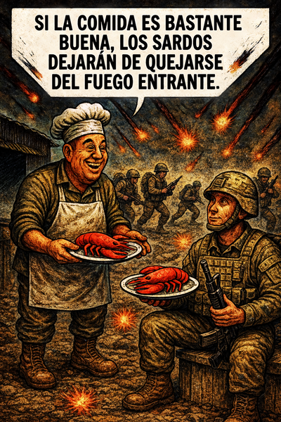 Si la comida es lo suficientemente buena, los sardos dejarán de quejarse del fuego entrante.