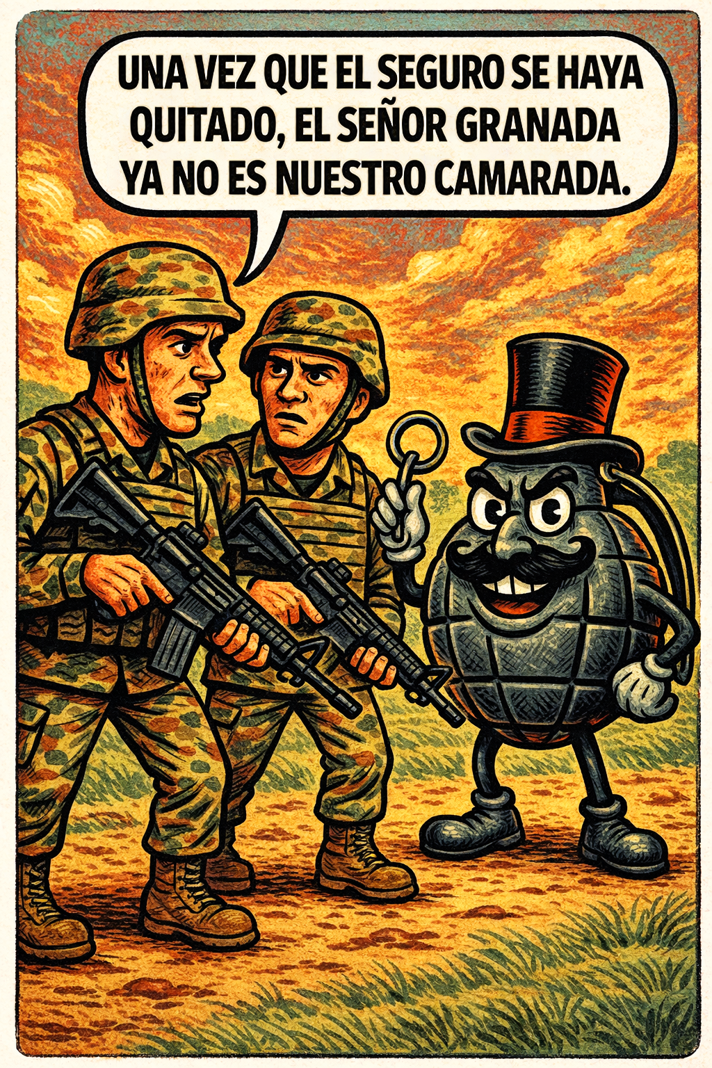 Una vez que el seguro se haya quitado, el señor granada ya no es nuestro camarada.