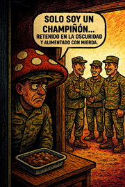 Solo soy un champiñón… retenido en la oscuridad y alimentado con mierda.