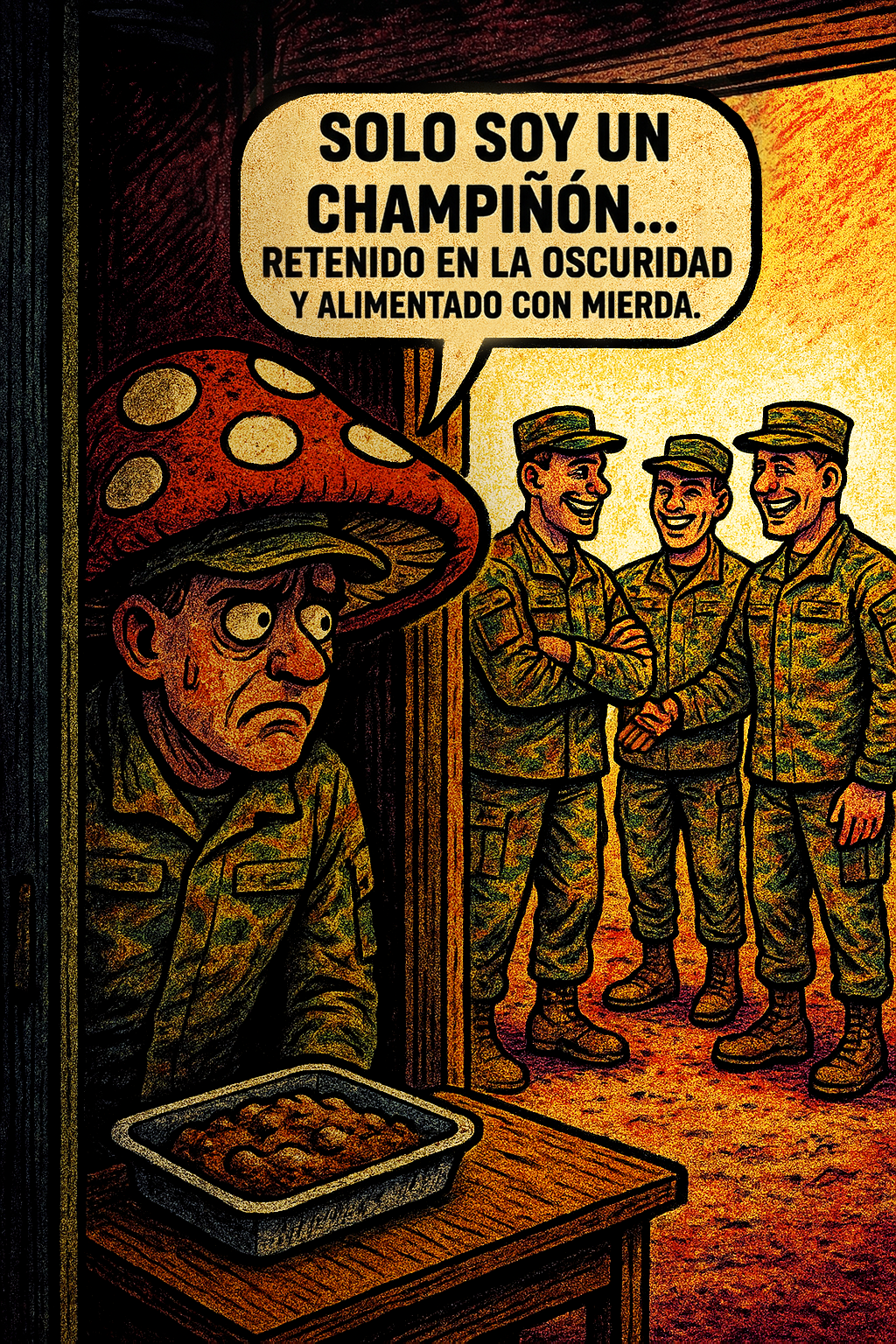 Solo soy un champiñón… retenido en la oscuridad y alimentado con mierda.