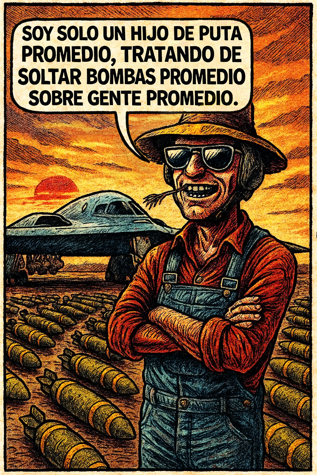 Soy solo un hijo de puta promedio, tratando de soltar bombas promedio sobre gente promedio.