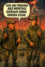 Cava una trinchera aquí mientras averiguo dónde debería estar.