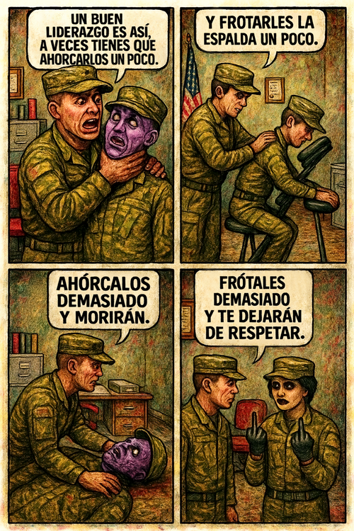 Un buen liderazgo es así, a veces tienes que ahorcarlos un poco.