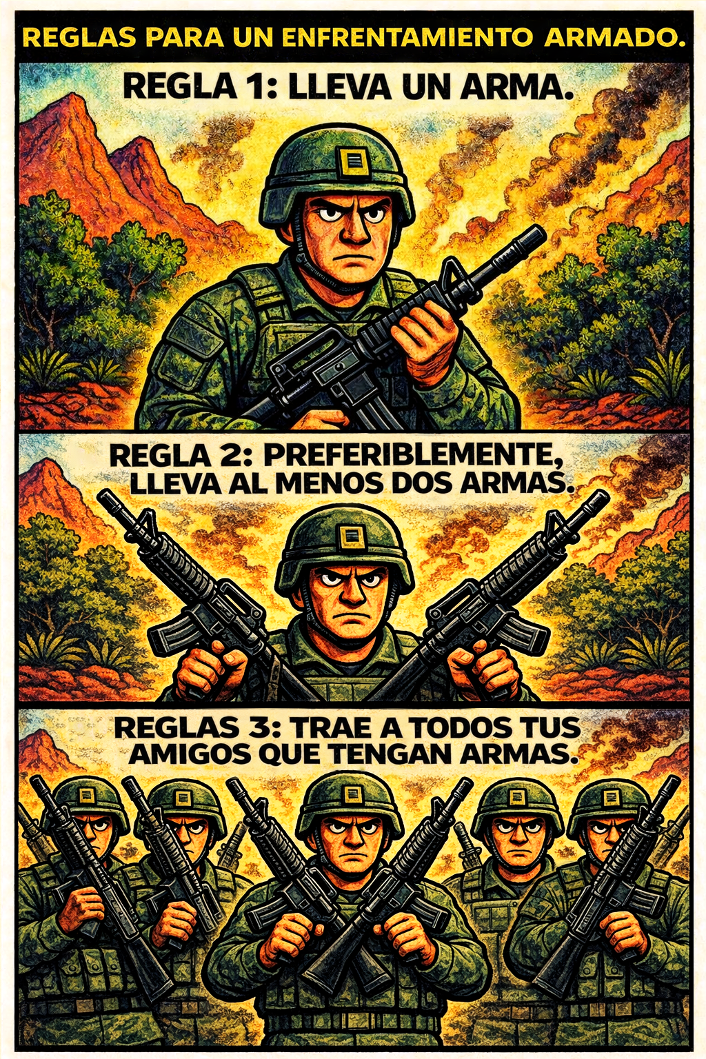 Reglas para un enfrentamiento armado.