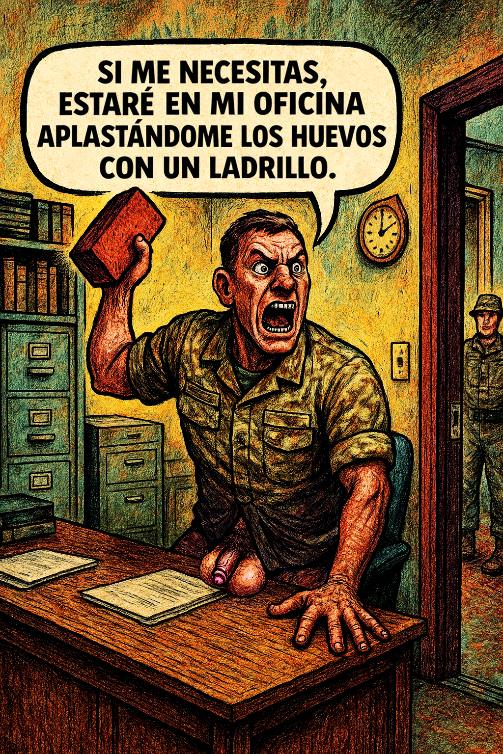Si me necesitas, estaré en mi oficina aplastándome los huevos con un ladrillo.