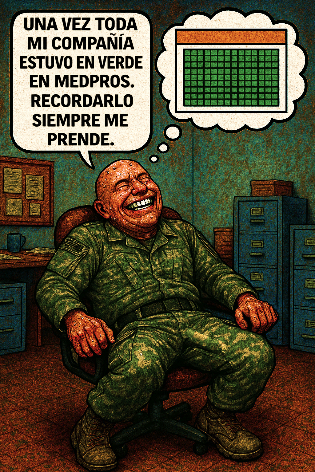 Una vez toda mi compañía estuvo en verde en medpros.
