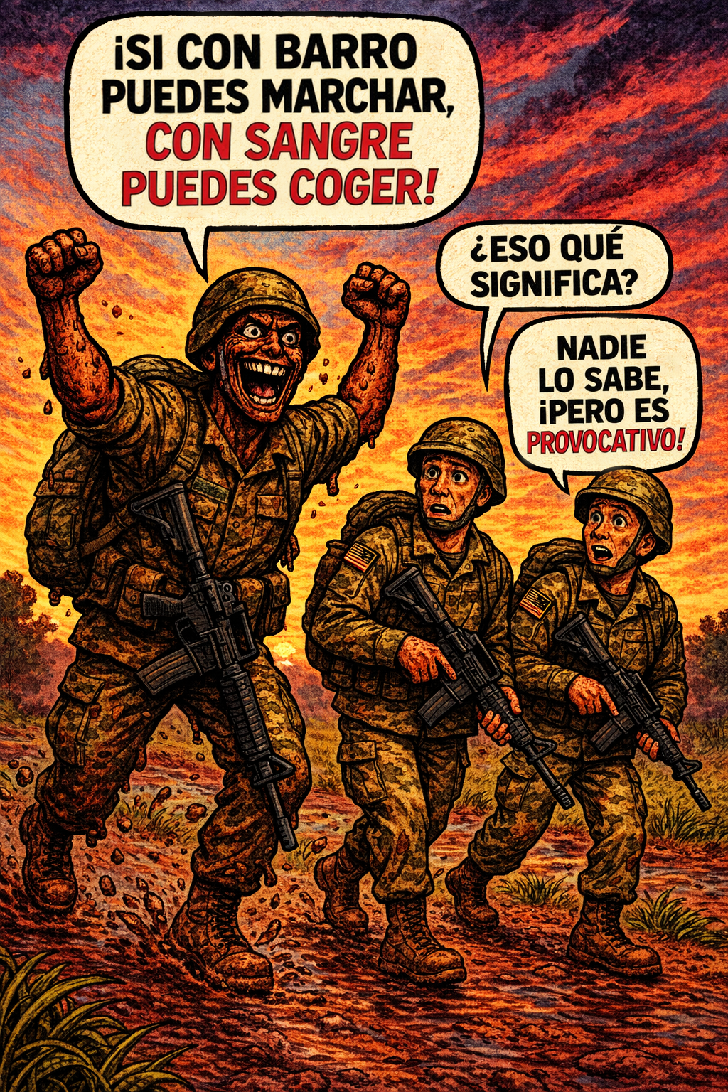 ¡Si con barro puedes marchar, con sangre puedes coger!