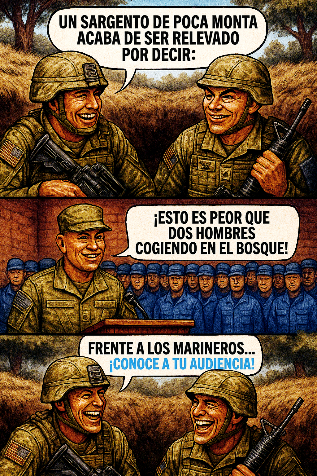 Un sargento de poca monta acaba de ser relevado por decir