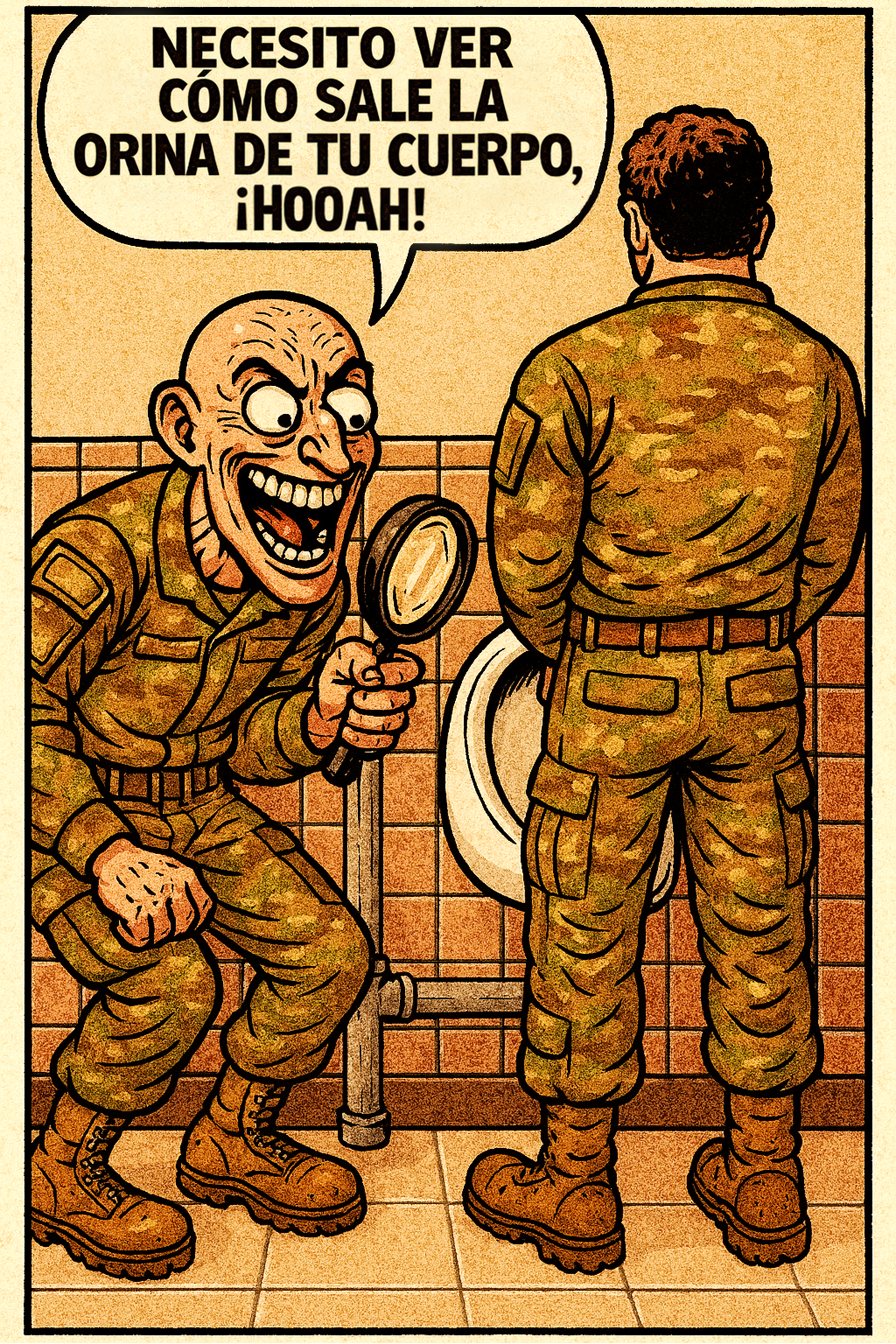 Necesito ver cómo sale la orina de tu cuerpo, ¡hooah!