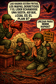 Las radios están fritas, los mapas derretidos y el líder echándose una siesta.