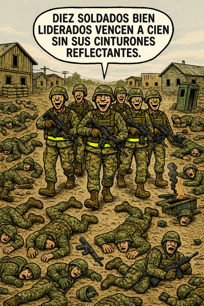 Diez soldados bien liderados vencen a cien sin sus cinturones reflectantes.