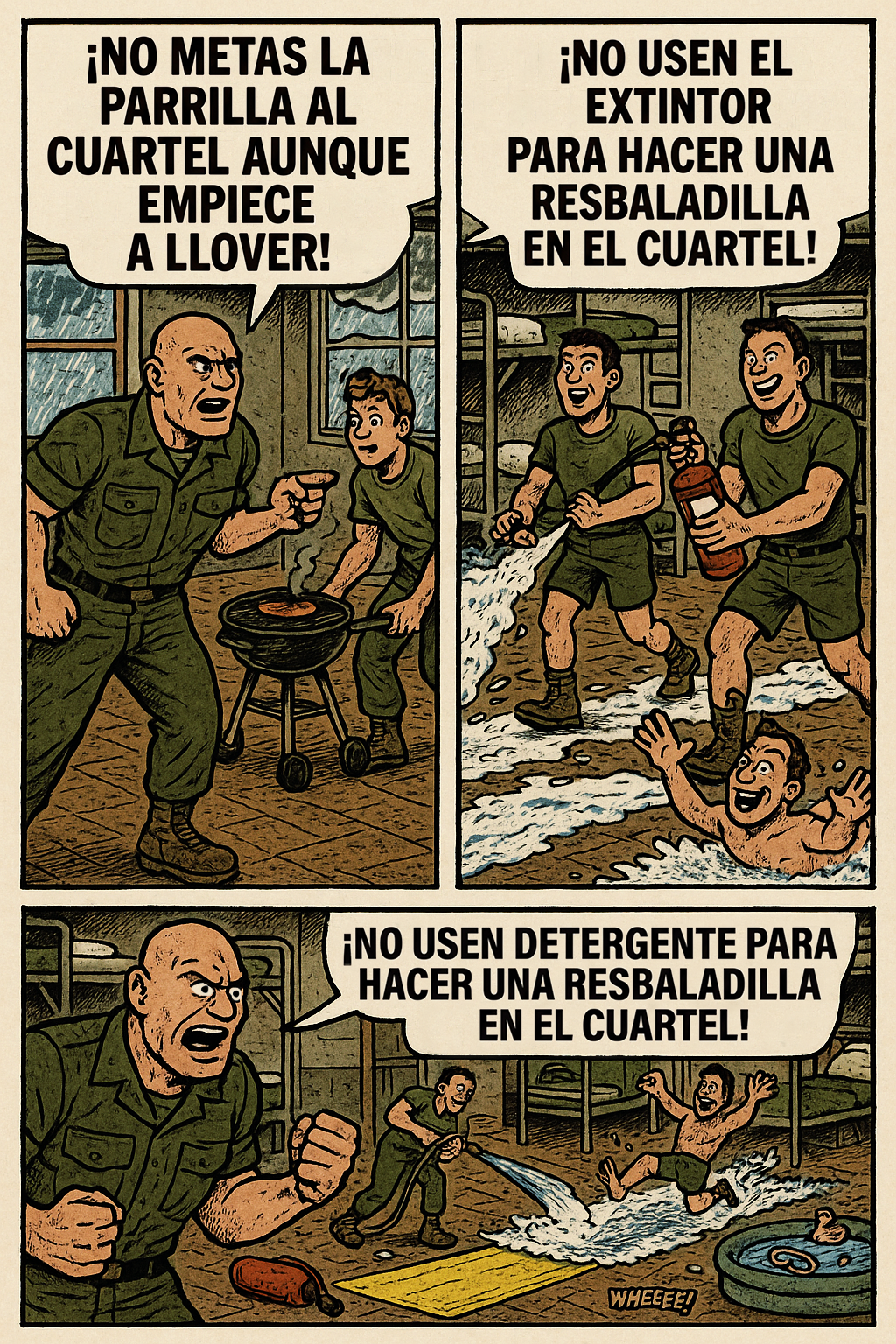¡No metas la parrilla al cuartel aunque empiece a llover!
