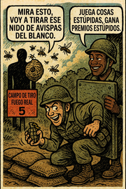 Mira esto, voy a tirar ese nido de avispas del blanco.