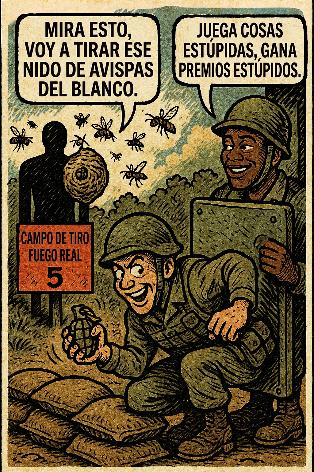 Mira esto, voy a tirar ese nido de avispas del blanco.