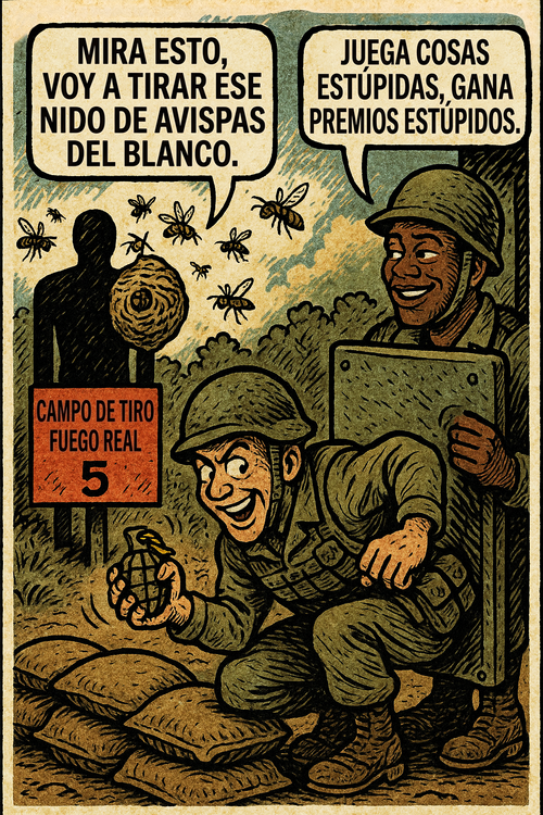 Mira esto, voy a tirar ese nido de avispas del blanco.