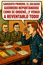 Sargento primero, el soldado guerrero reportándose como se ordenó, ¡y vengo a reventarlo todo!