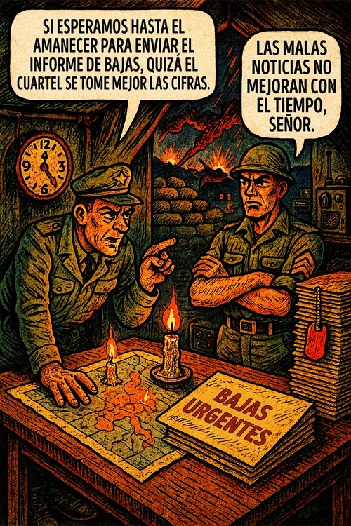 Si esperamos hasta el amanecer para enviar el informe de bajas, quizá el cuarte se tome mejor las cifras.