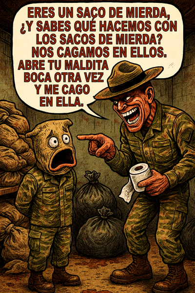 Eres un saco de mierda, ¿y sabes qué hacemos con los sacos de mierda?