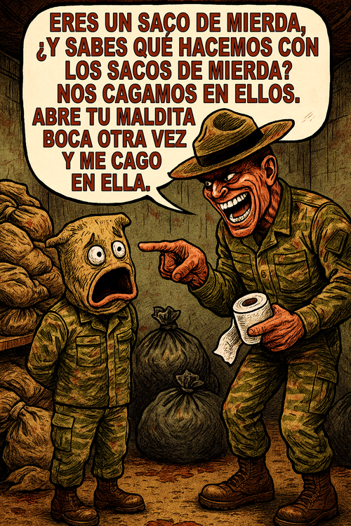 Eres un saco de mierda, ¿y sabes qué hacemos con los sacos de mierda?