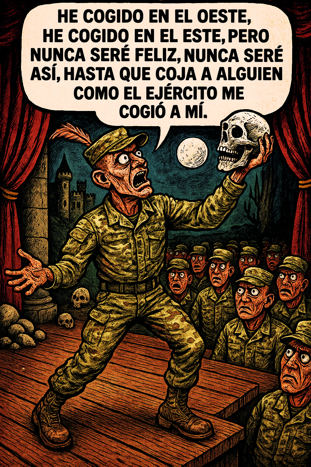He cogido en el oeste, he cogido en el este, pero nunca seré feliz, nunca seré así, hasta que coja a alguien como el