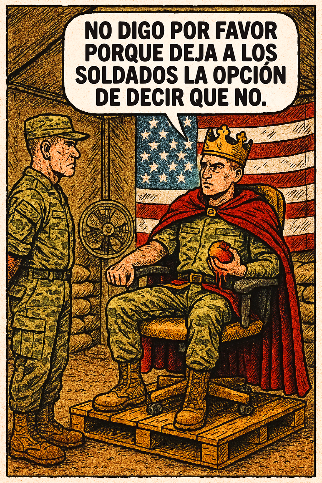 No digo por favor porque deja a los soldados la opción de decir que no.