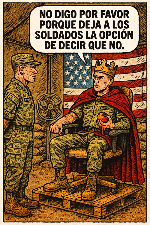 No digo por favor porque deja a los soldados la opción de decir que no.