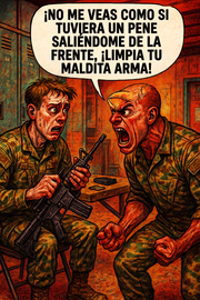 No me veas como si tuviera un pene saliéndome de la frente, ¡limpia tu maldita arma!