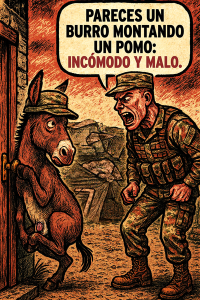Pareces un burro montando un pomo: incómodo y malo.