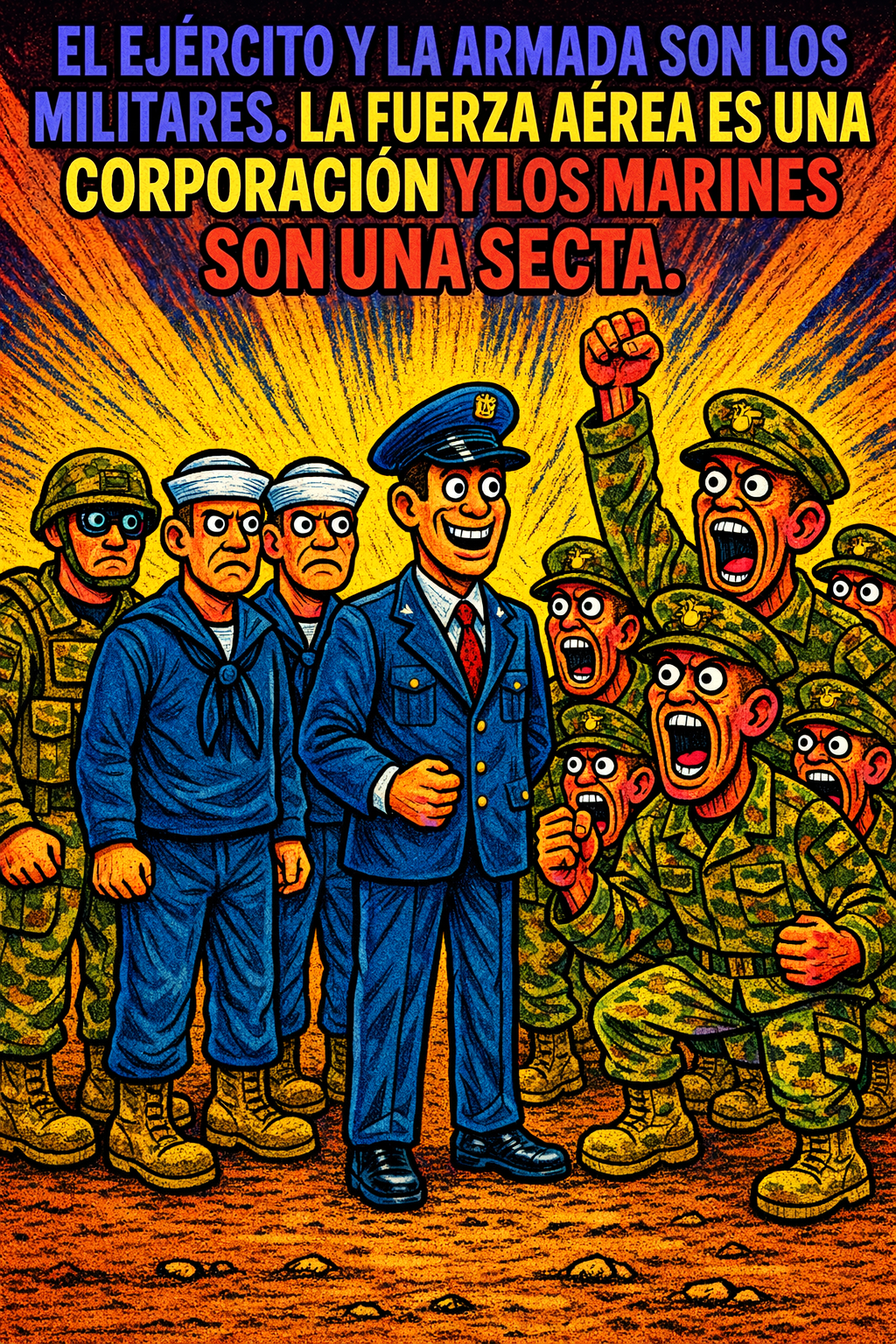 El ejército y la armada son los militares.