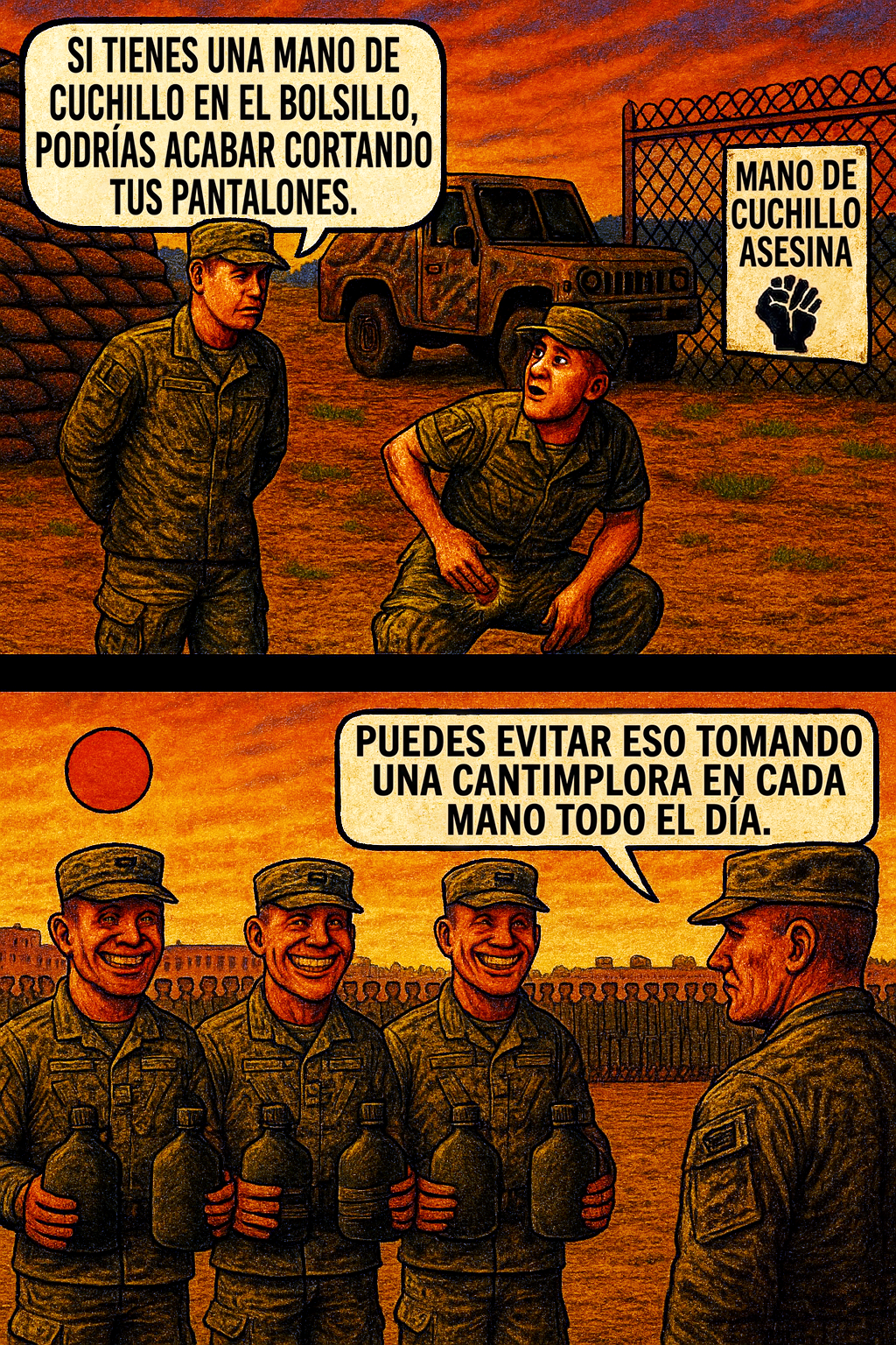 Si tienes una mano de cuchillo en el bolsillo, podrías acabar cortando tus pantalones.