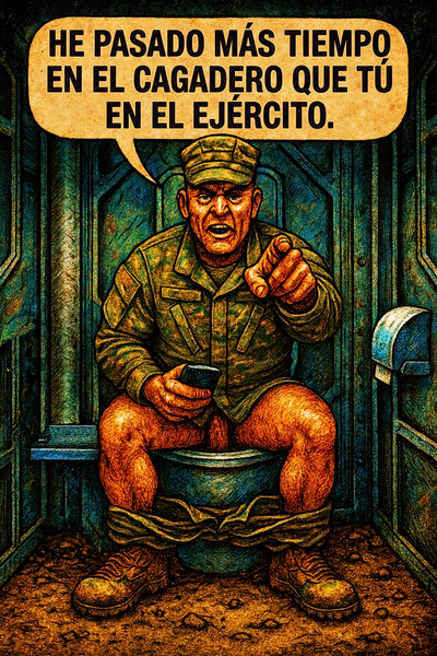 He pasado más tiempo en el cagadero que tú en el ejército.