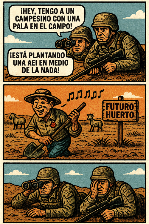 ¡Hey, tengo a un campesino con una pala en el campo!