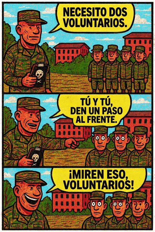 Necesito dos voluntarios.