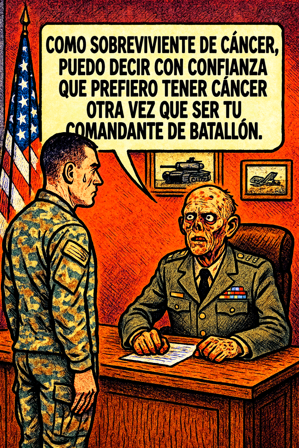Como sobreviviente de cáncer, puedo decir con confianza que prefiero tener cáncer otra vez que ser tu comandante de