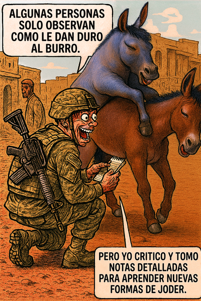 Algunas personas solo observan como le dan duro al burro.