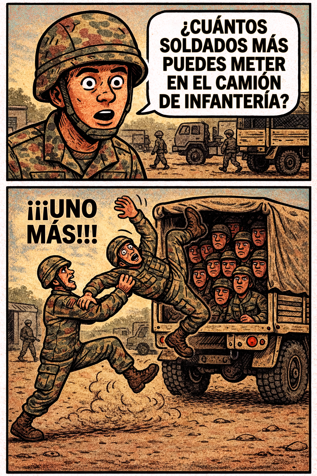 ¿Cuántos soldados más puedes meter en el camión de infantería?
