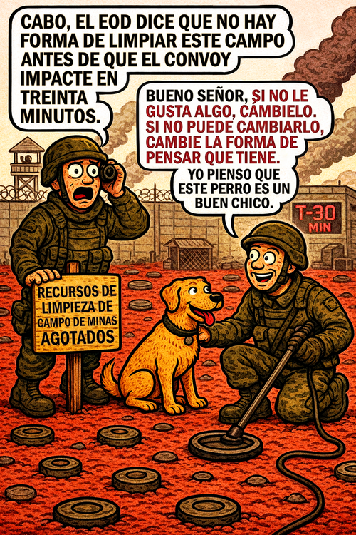 Cabo, el eod dice que no hay forma de limpiar este campo antes de que el convoy impacte en treinta minutos.