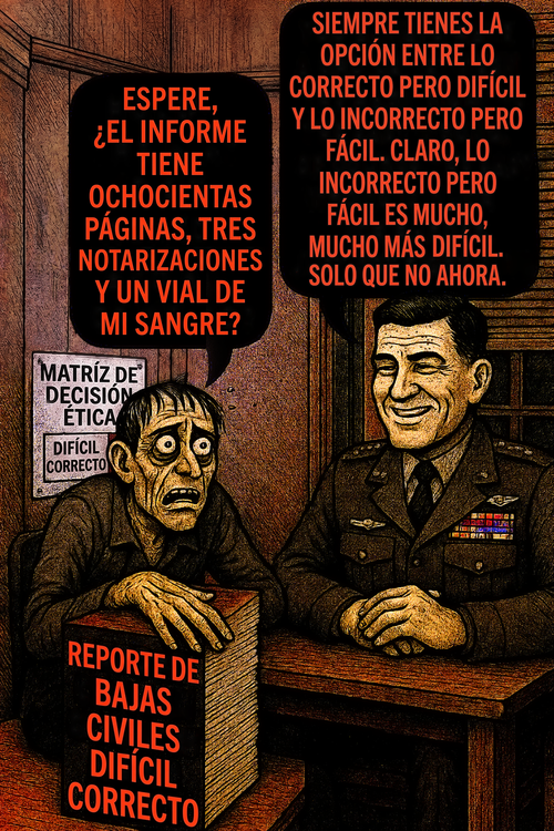 Espere, ¿el informe tiene ochocientas páginas, tres notarizaciones y un vial de mi sangre?