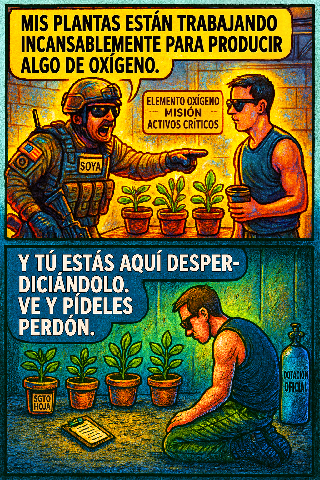 Mis plantas están trabajando incansablemente para producir algo de oxígeno.
