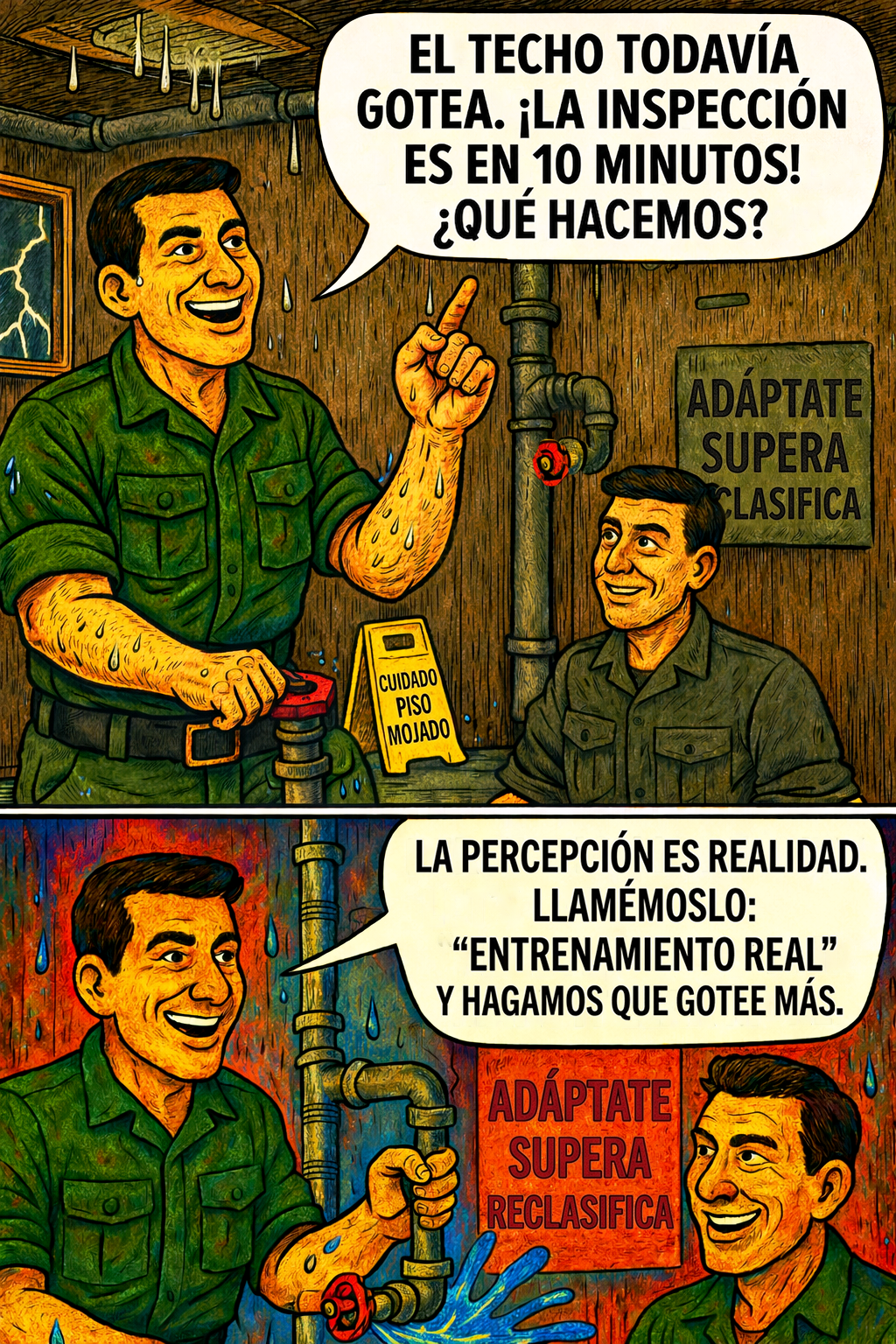 El techo todavía está goteando.
