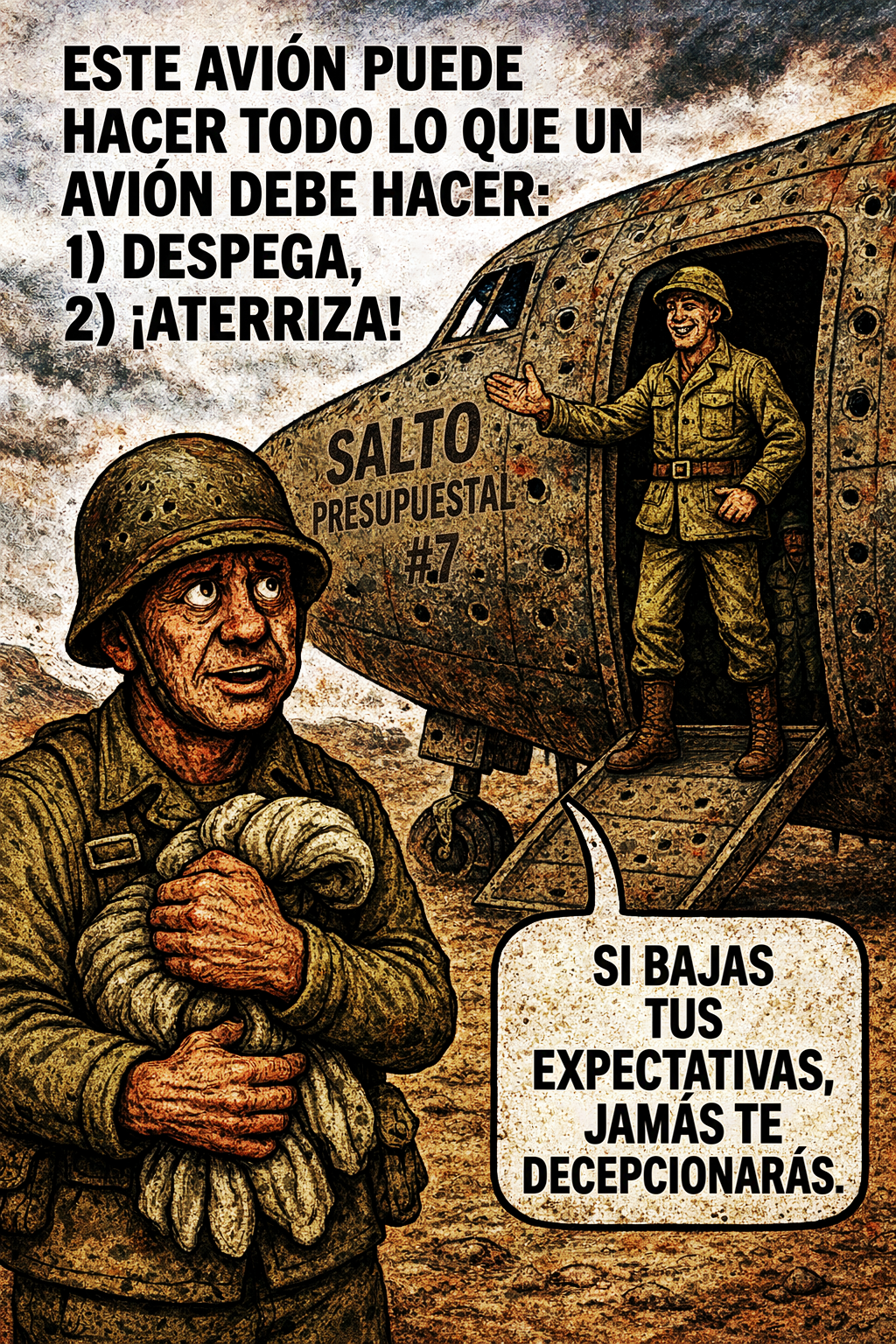 Este avión puede hacer todo lo que un avión debe hacer: 1) despega, 2) ¡aterriza!
