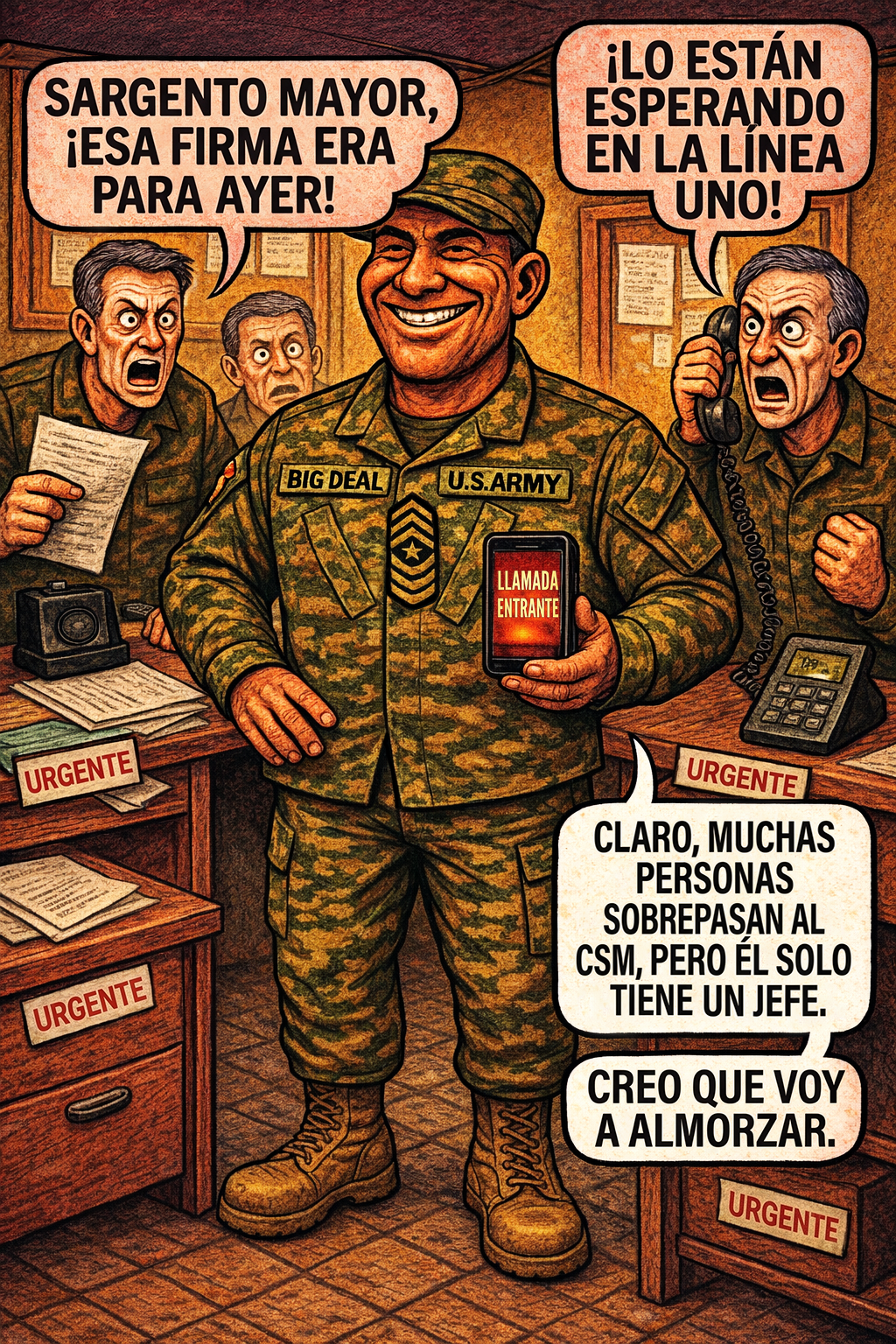 Sargento mayor, ¡esa firma era para ayer!