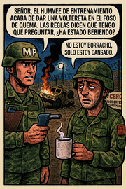 Señor, el humvee de entrenamiento acaba de dar una voltereta en el foso de quema.