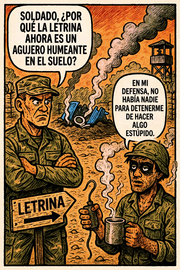 Soldado, ¿por qué la letrina ahora es un agujero humeante en el suelo?