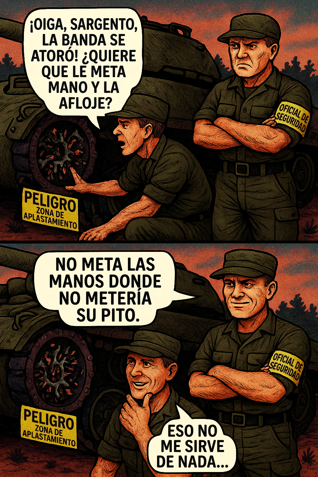 ¡Oiga, sargento, la banda se atoró!